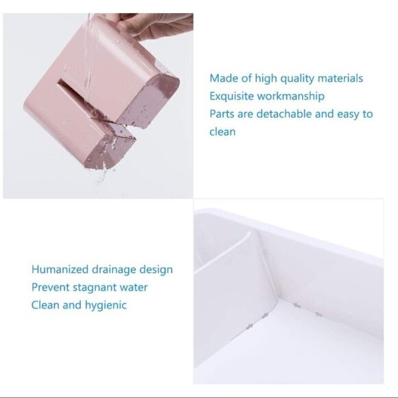 Lunmore Bathroom Organizers Adhesive Bathroom Shelf Storage with Towel Bar Pink - Picture 3 of 10